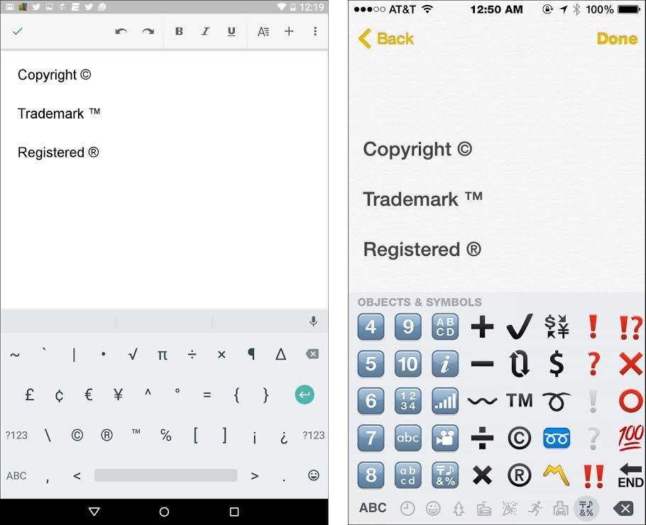 copyright symbol keyboard